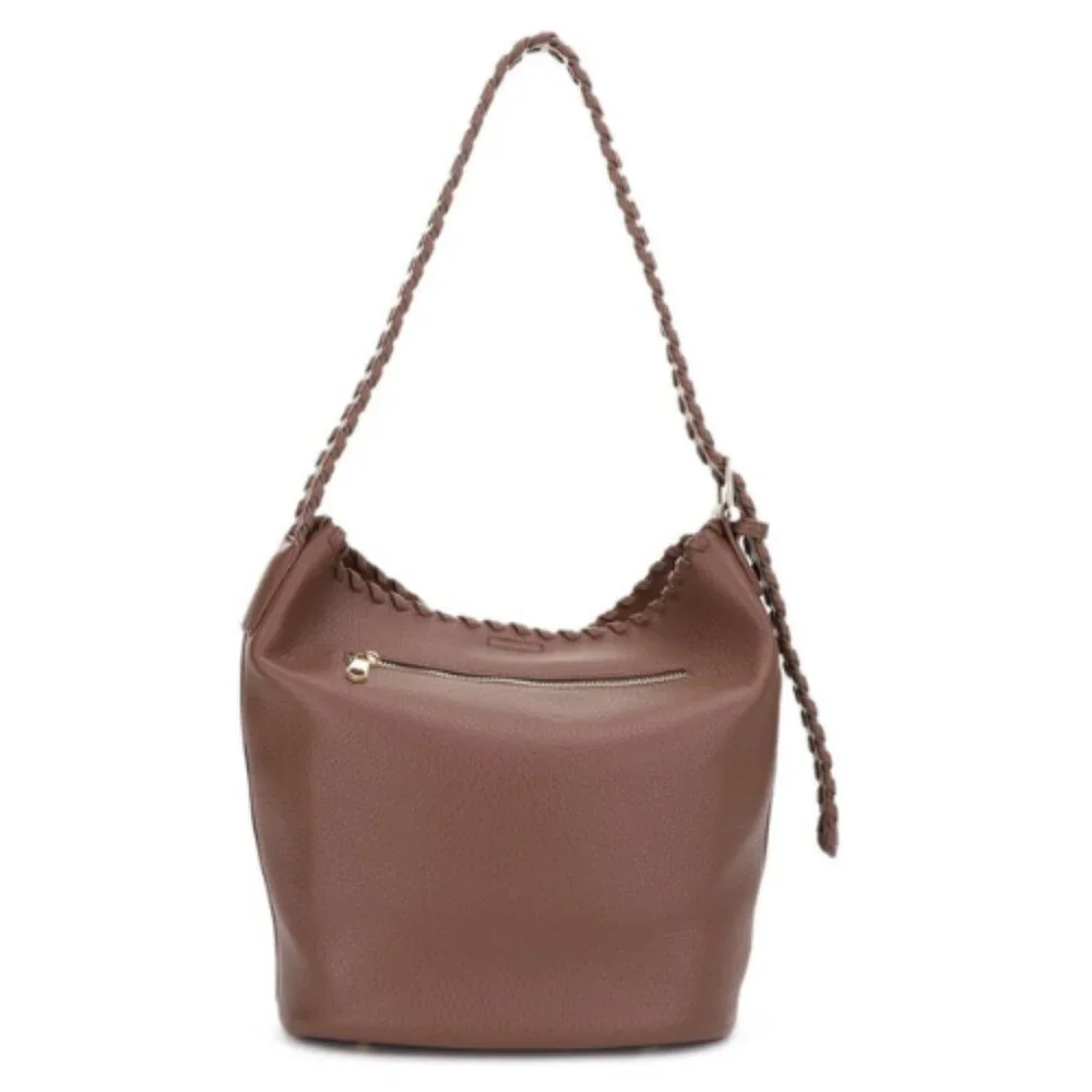 2-IN-1 Large Braided Handle Strap Hobo with Matching Pouch Set